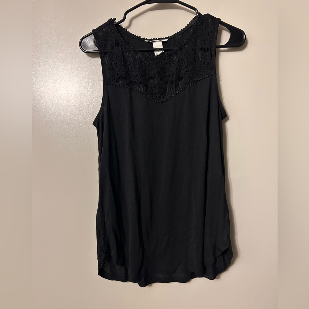 Excellent quality black lacy tank top